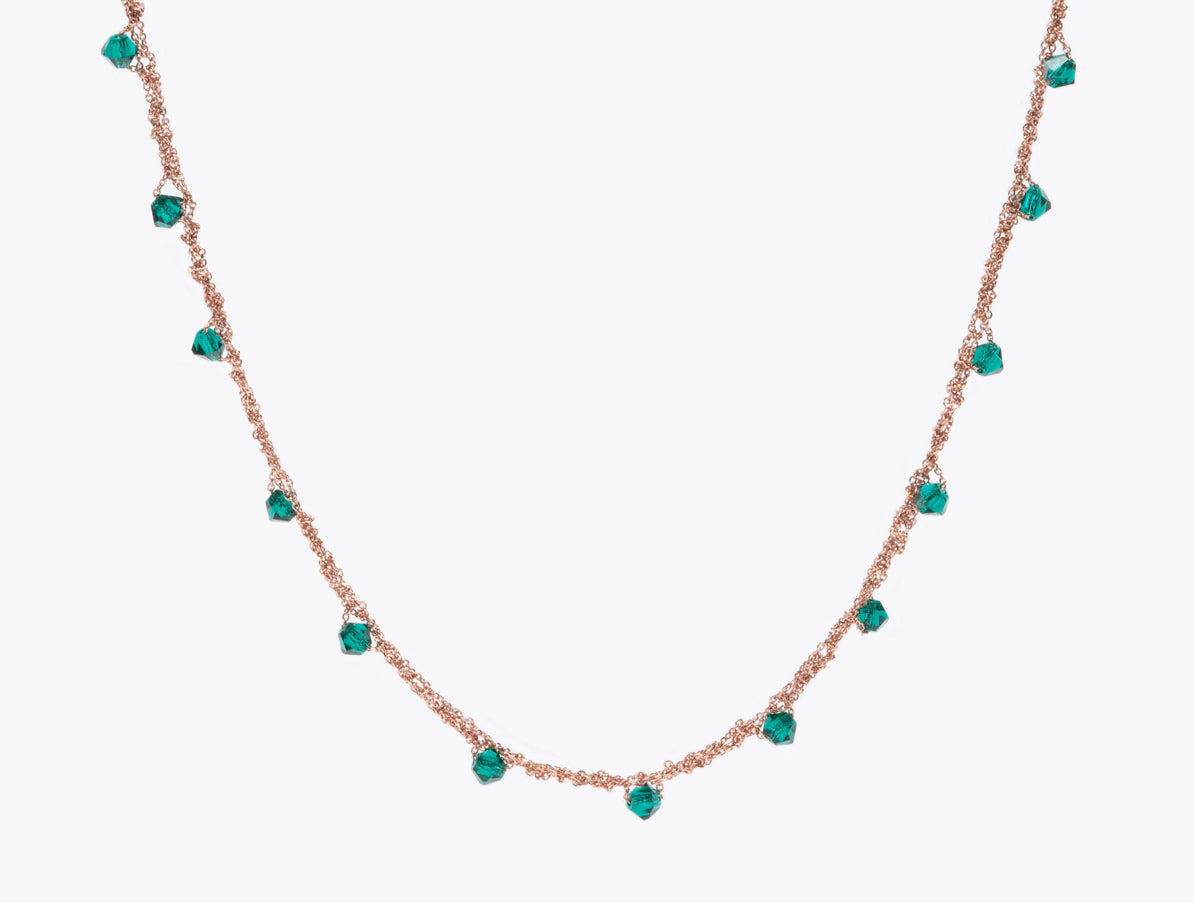 Necklace “Stone” with green crystals - 3 colors