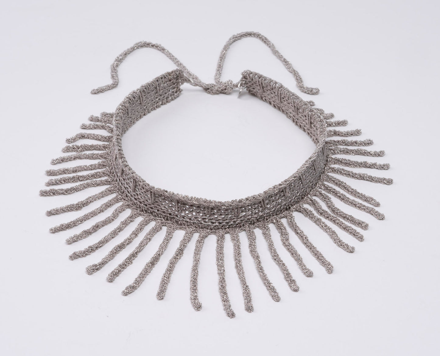 Handcrafted Silver Collar with Fringes