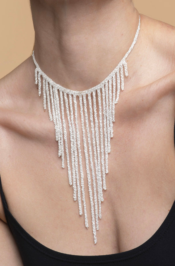 Handcrafted Silver Necklace “Bride Fringe” - 4 colors