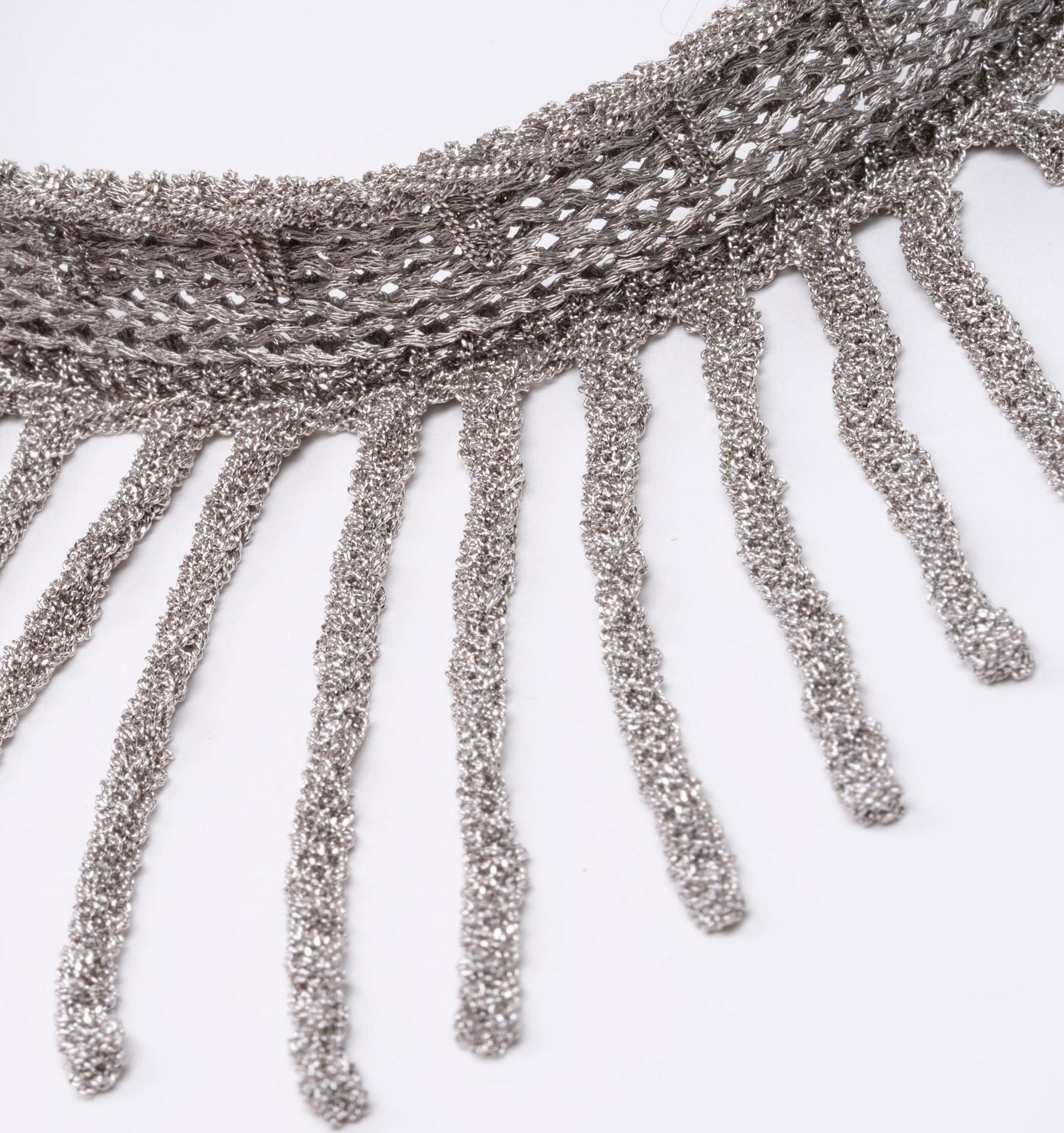 Handcrafted Silver Collar with Fringes