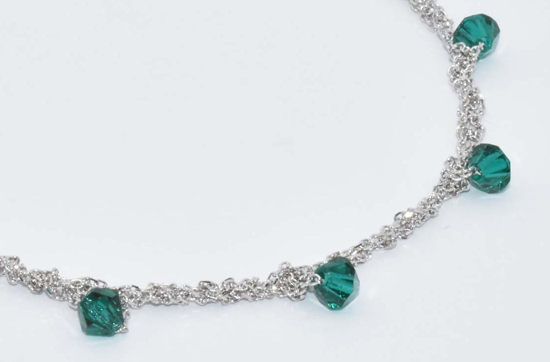 Necklace “Stone” with green crystals - 3 colors