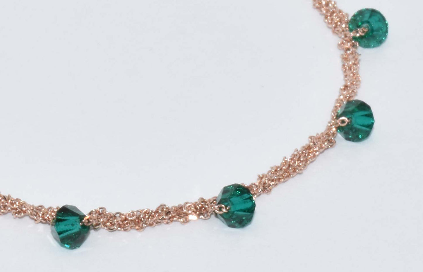 Necklace “Stone” with green crystals - 3 colors