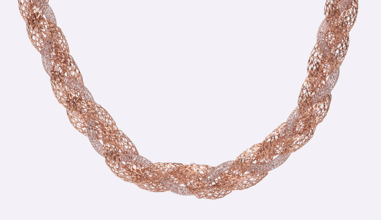 Necklace “Jersey Memory Crystal” - pink gold