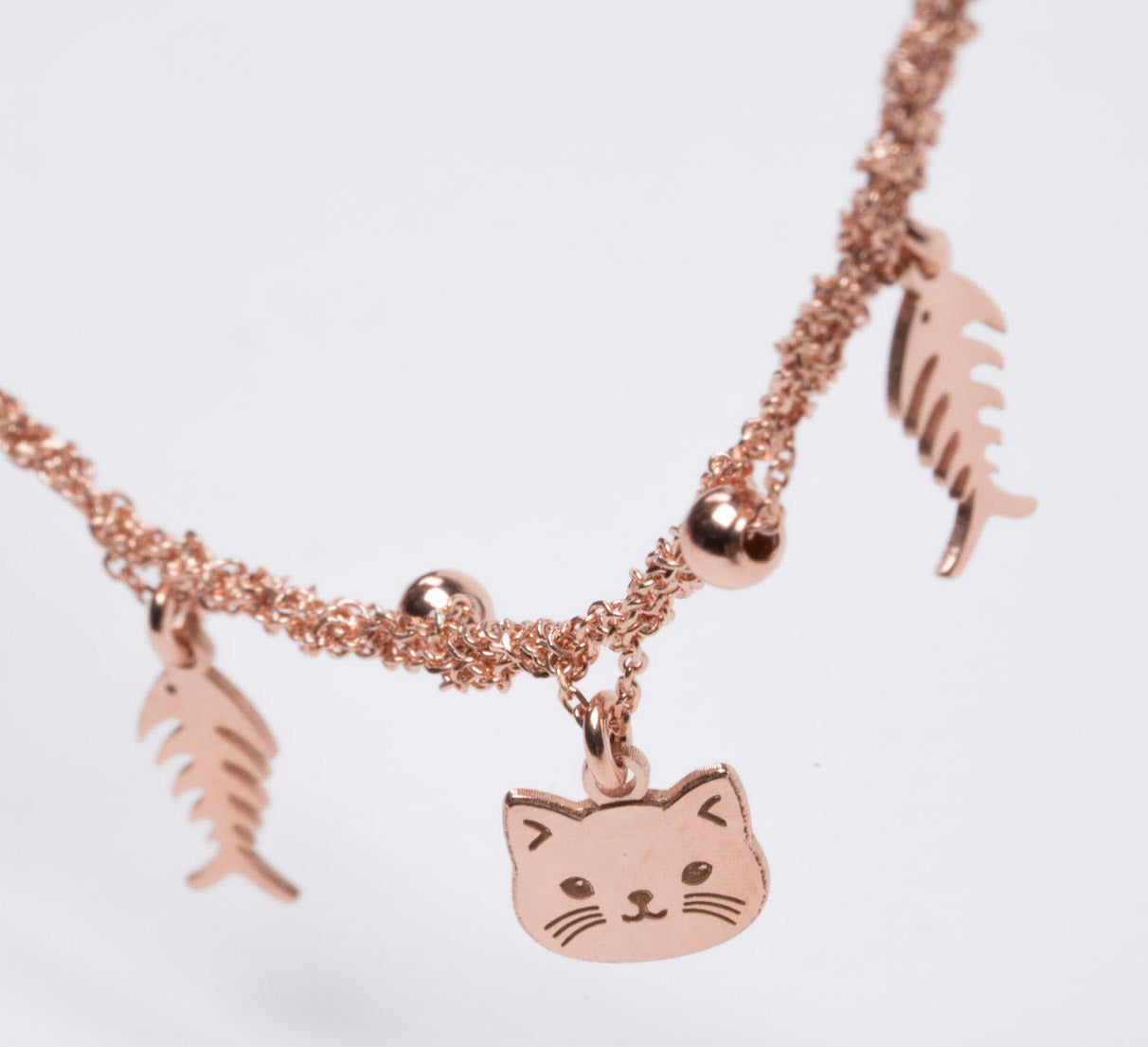 Necklace “Cat & Fishbone Charms” - 3 colors