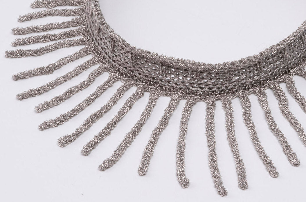 Handcrafted Silver Collar with Fringes