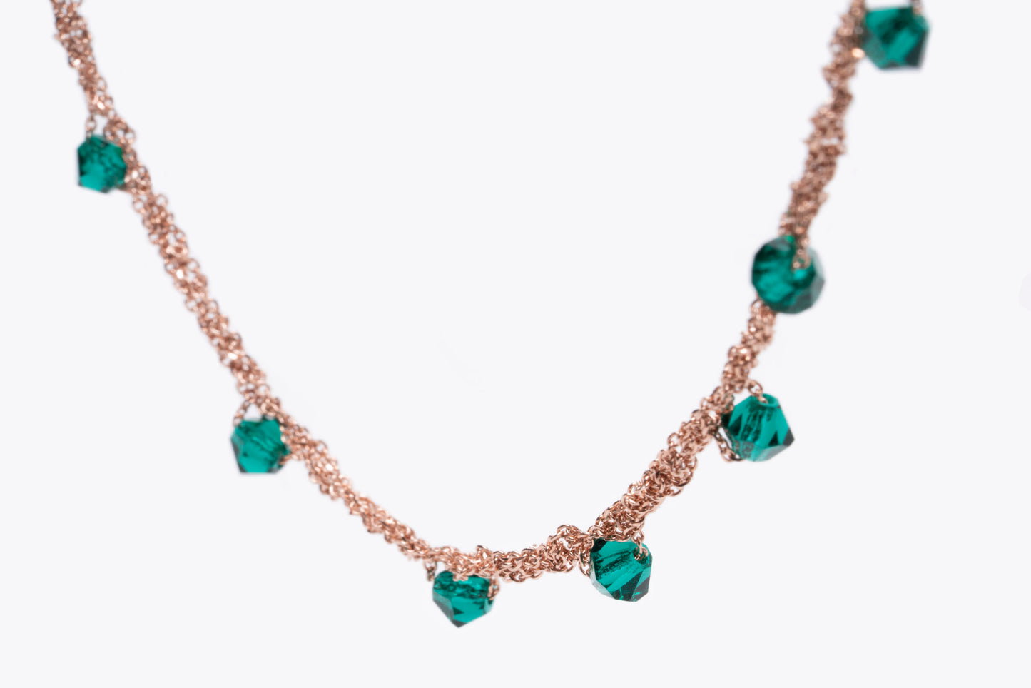 Necklace “Stone” with green crystals - 3 colors