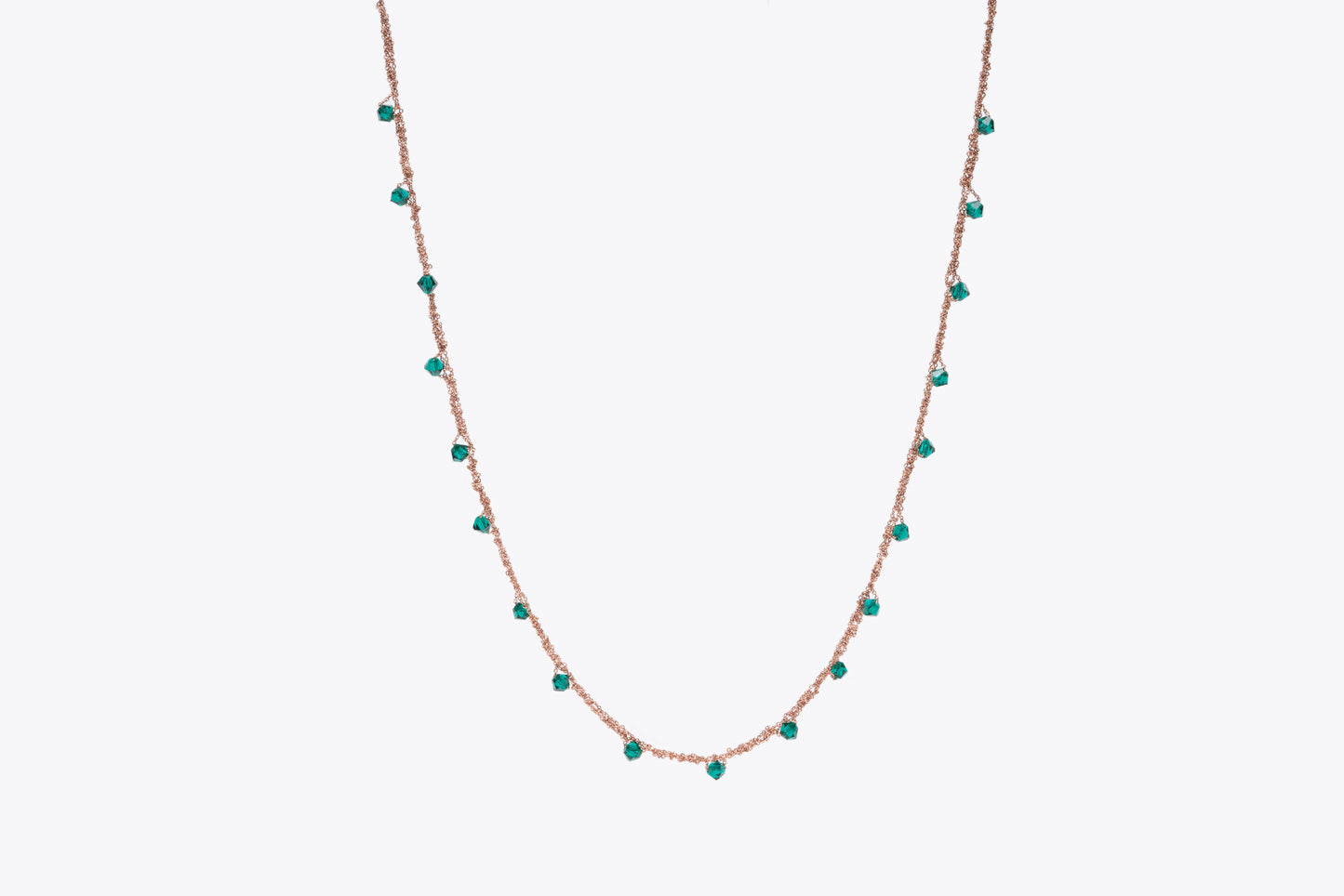 Necklace “Stone” with green crystals - 3 colors