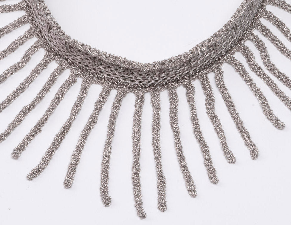 Handcrafted Silver Collar with Fringes