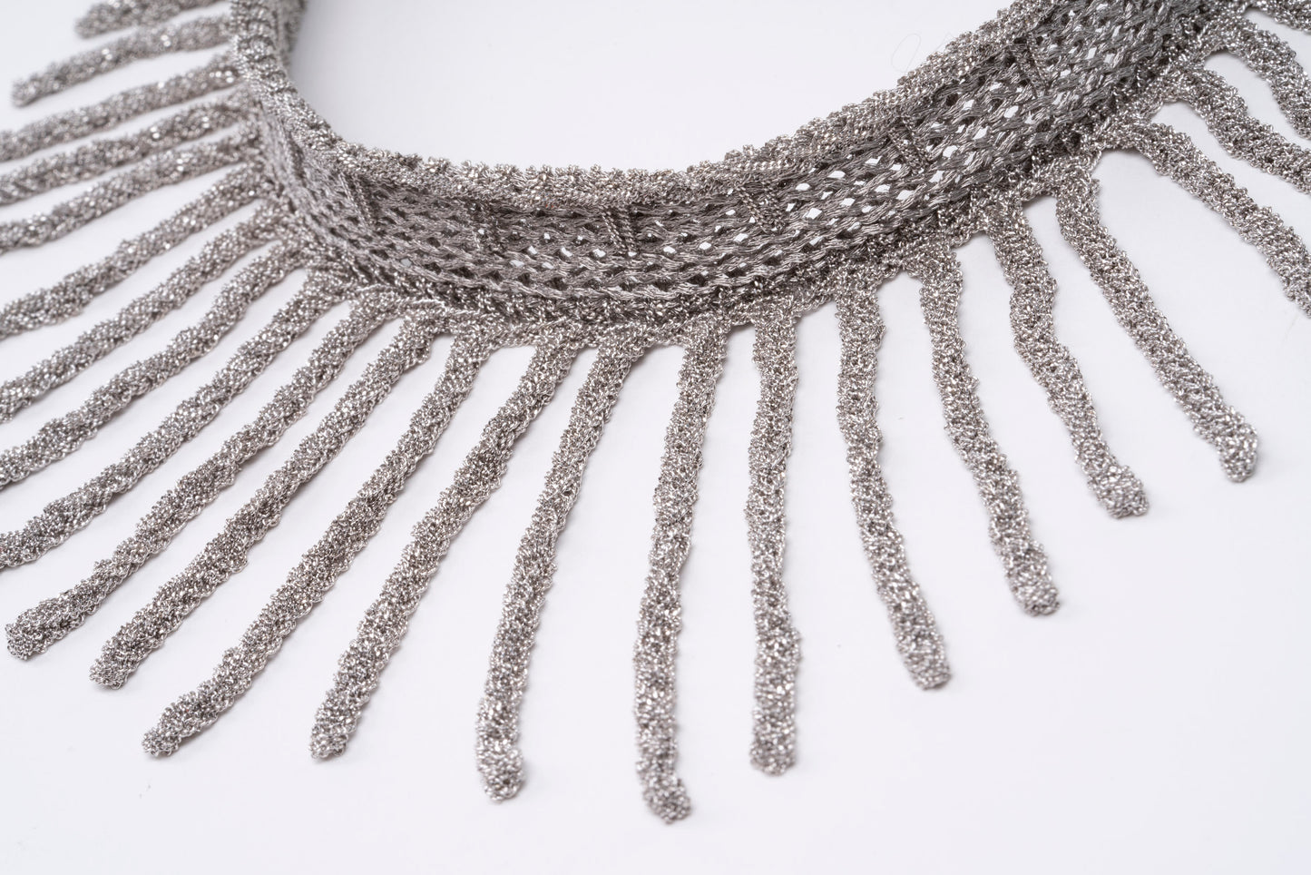 Handcrafted Silver Collar with Fringes