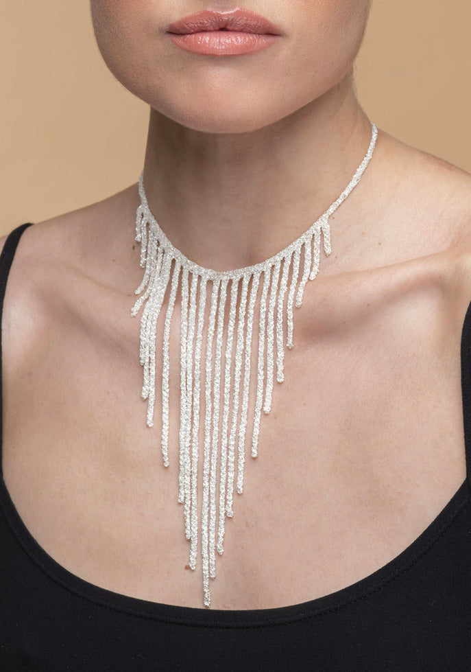 Handcrafted Silver Necklace “Bride Fringe” - 4 colors