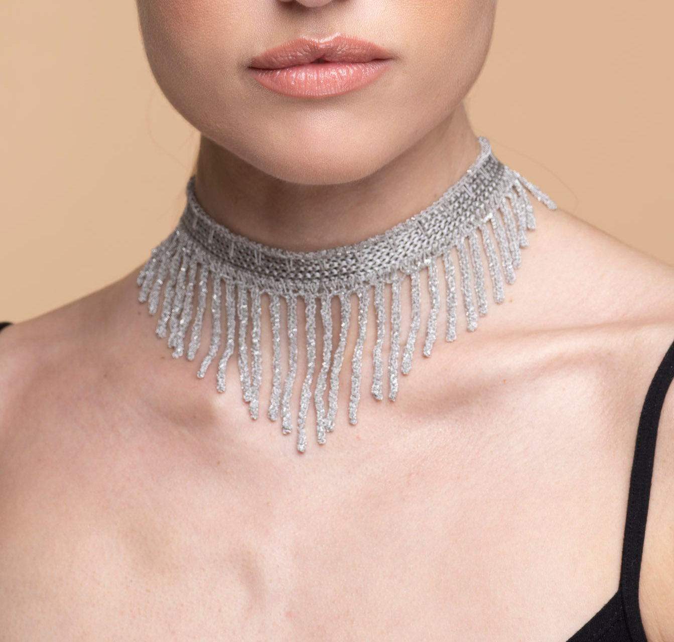 Handcrafted Silver Collar with Fringes