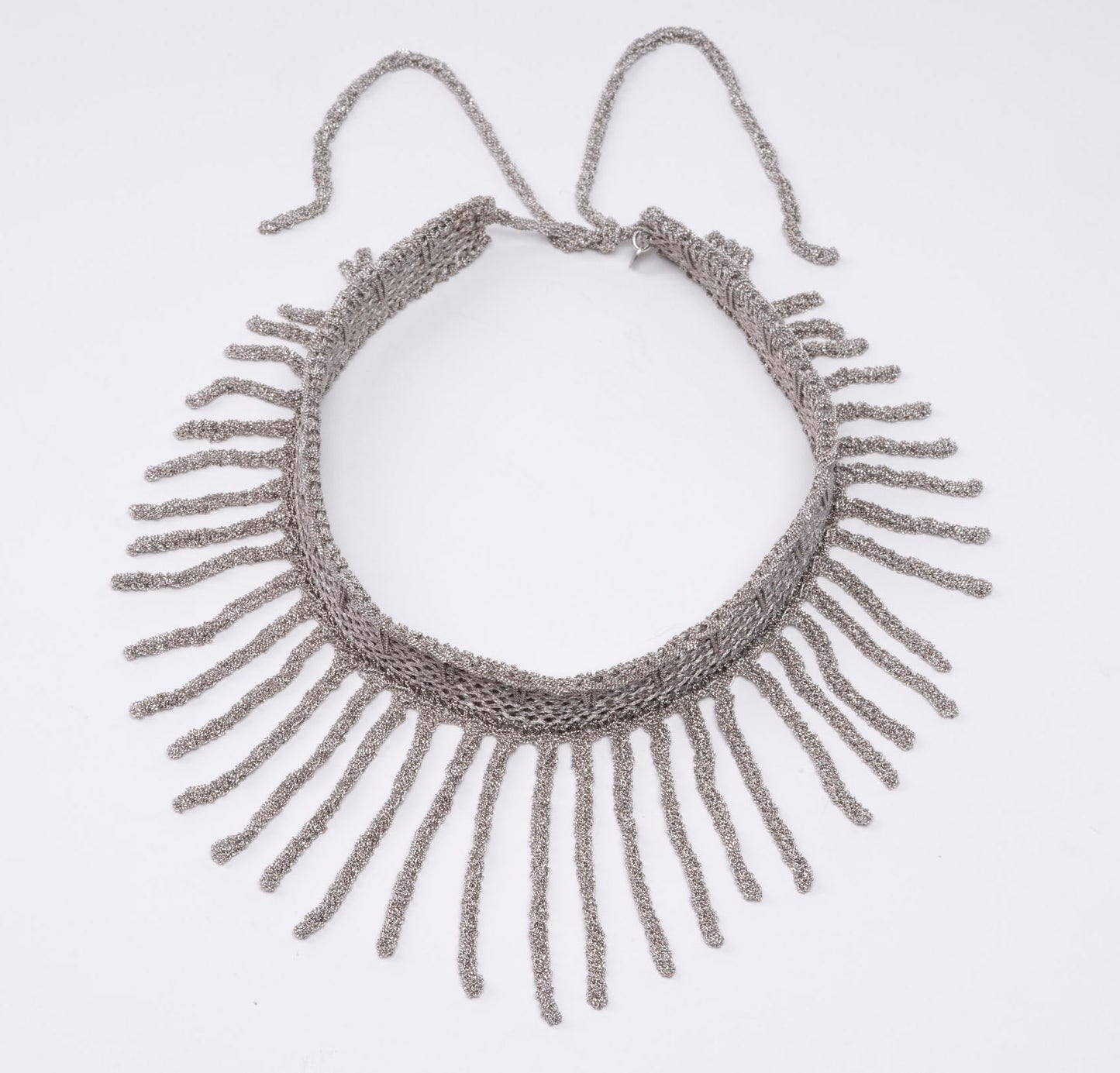 Handcrafted Silver Collar with Fringes